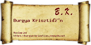 Burgya Krisztián névjegykártya